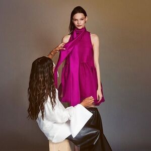 Sleeveless Bow Neck Mini Dress in Fuchsia